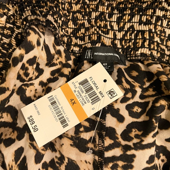 New INC Leo love dress pants smocked waist Plus 4X animal - Picture 5 of 6